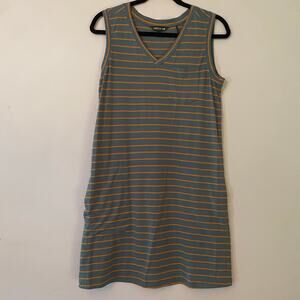 Toad & Co Blue Pink Orange Stripe Tank Mini Dress Sleeveless Casual Women Small